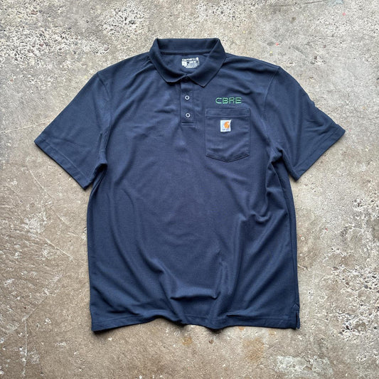 Navy Carhartt Polo Shirt with company logo - L