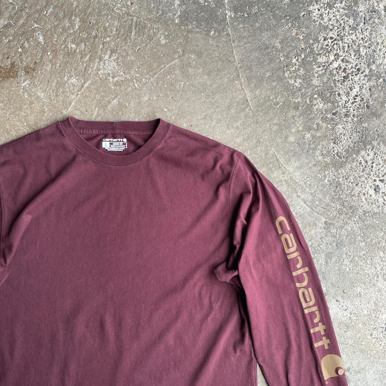 Burgundy Long Sleeve Carhartt T-Shirt - L