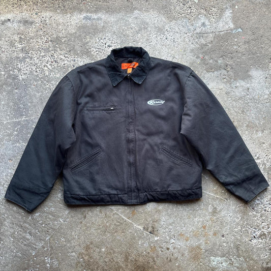 Black workwear jacket with corduroy collar - L