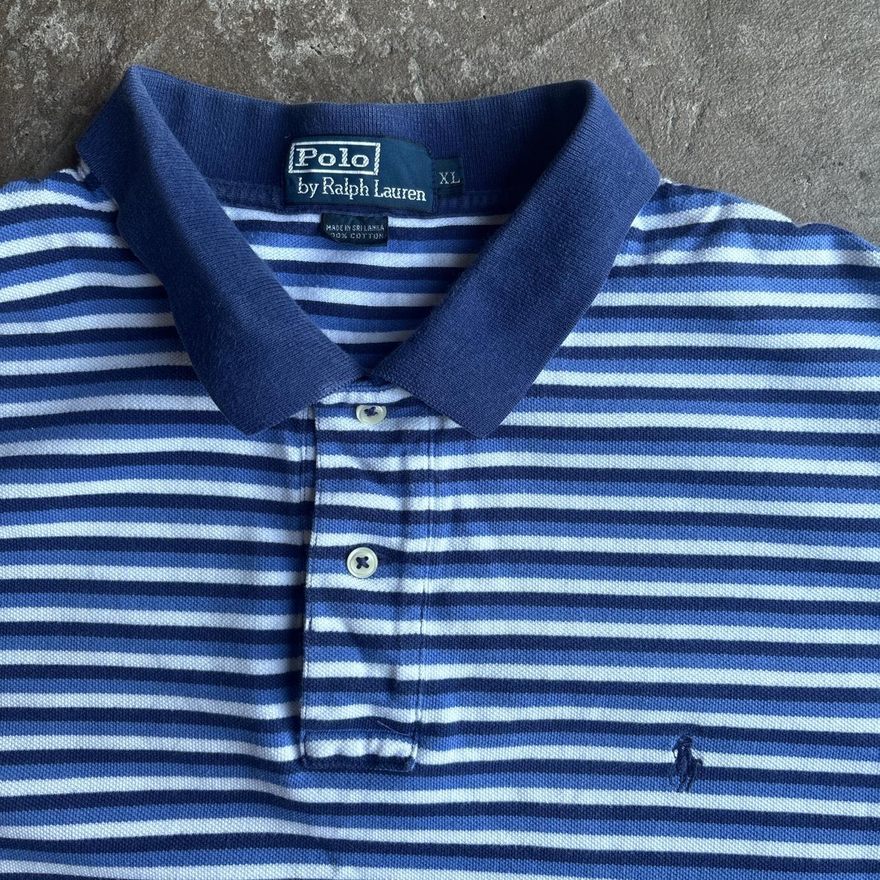 Navy & White Striped Ralph Lauren Polo Shirt