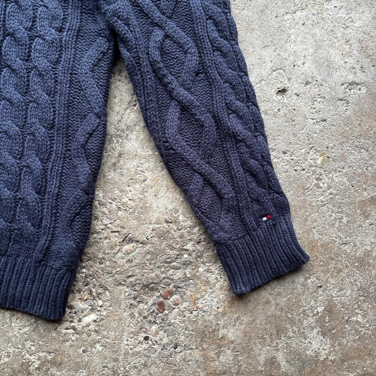 Navy blue Tommy Hilfiger cable knit zip up sweater