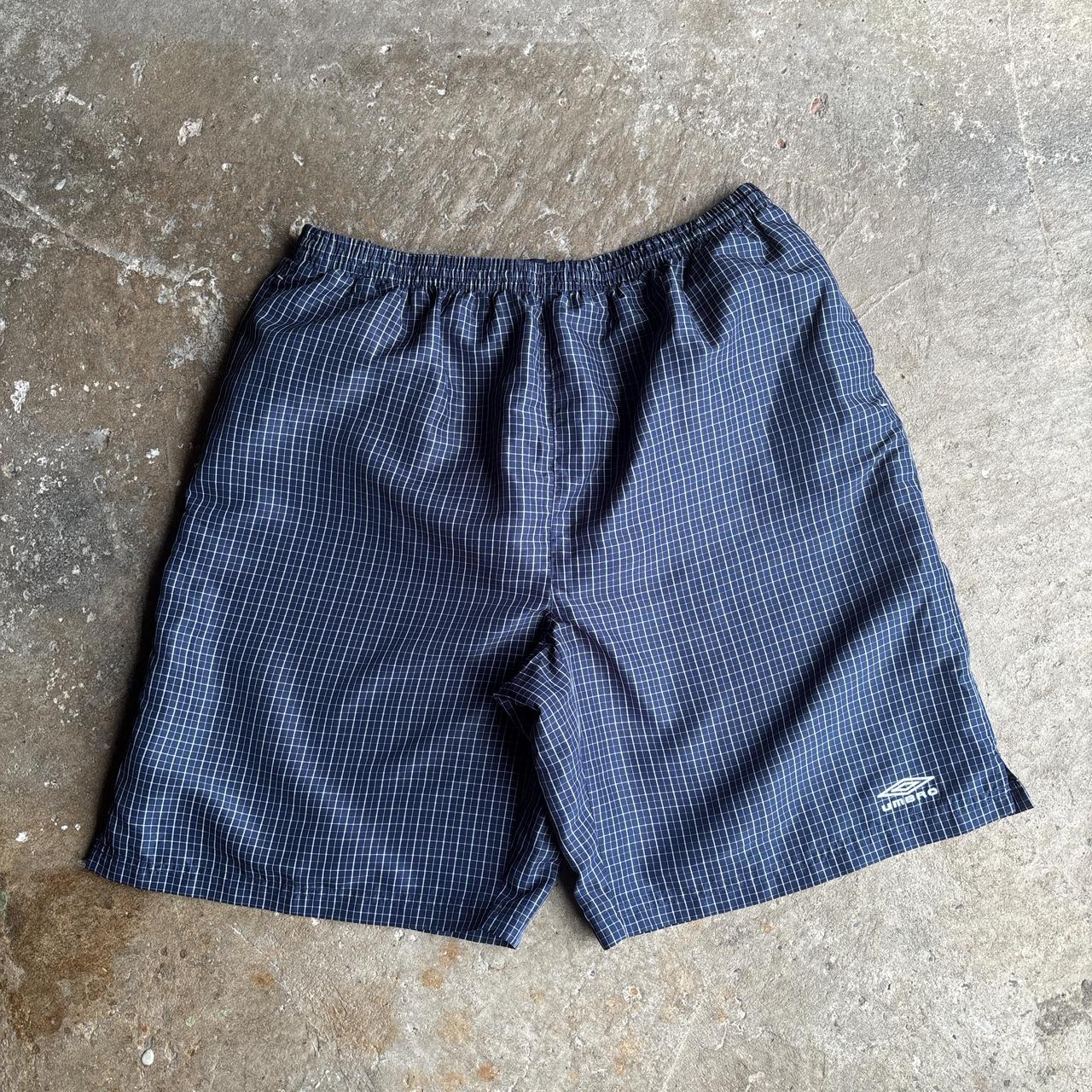 00s Navy and white chequered Umbro Shorts - XXL