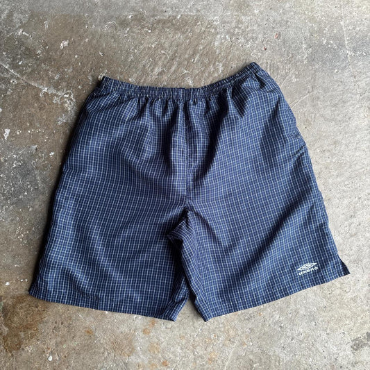 00s Navy and white chequered Umbro Shorts - XXL