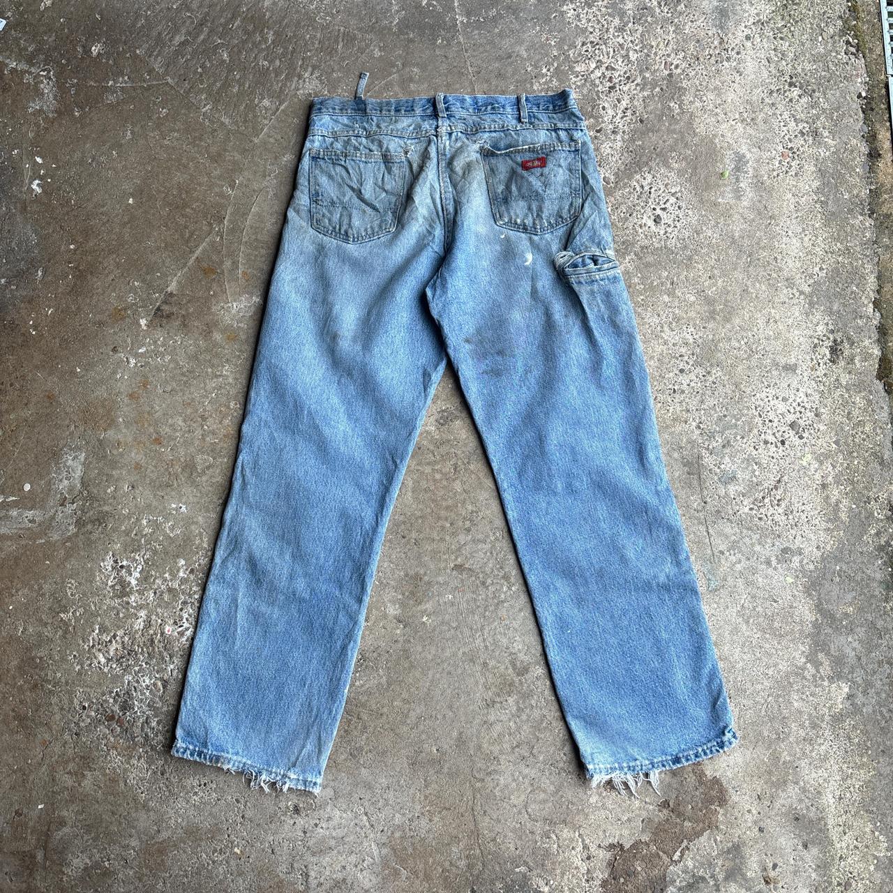 Blue Denim Heavily Distressed Dickies Jeans