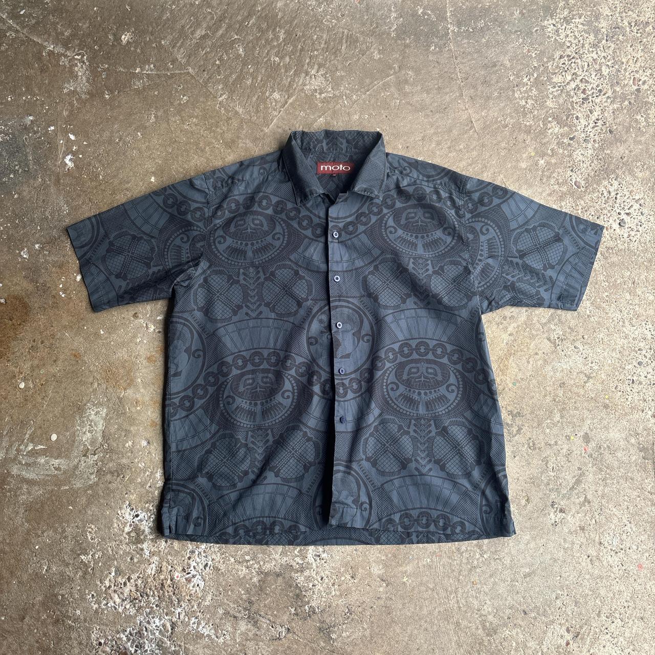 Grey Patterned Short Sleeve Shirt