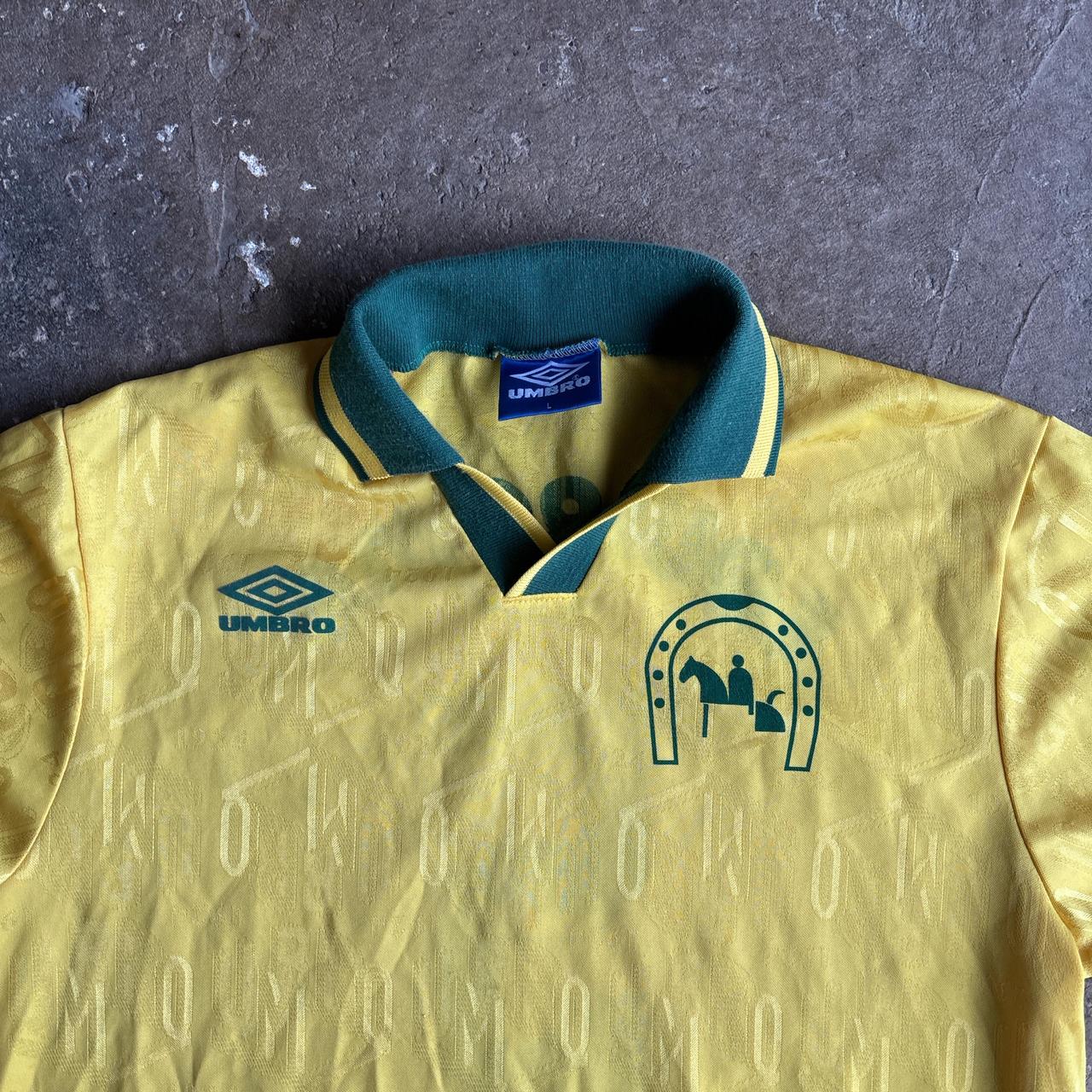 Vintage Yellow Umbro Custom Print Long-Sleeve Football Shirt