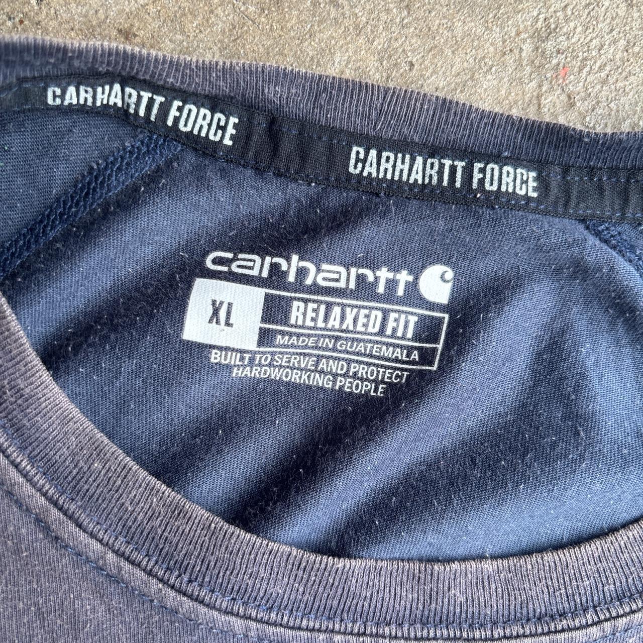 Sun Stained Navy Carhartt Distressed Single Pocket T-Shirt - XL