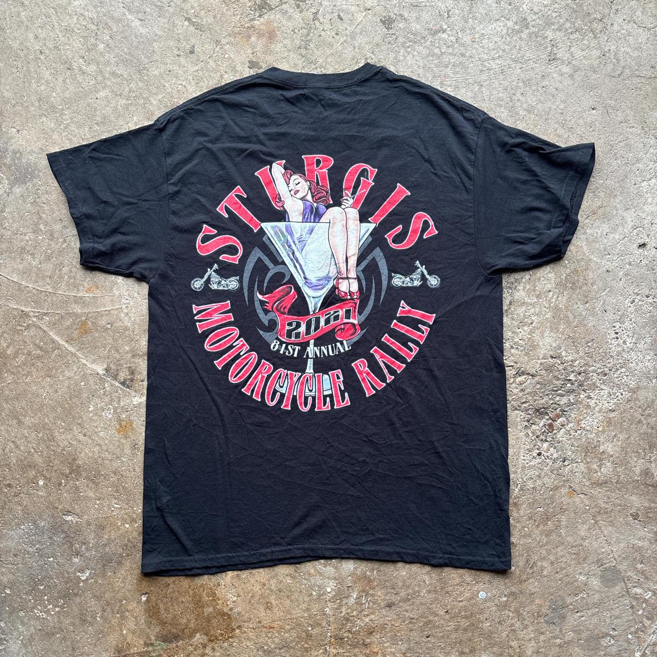 Black graphic tee with ‘Sturgis Motorcycle Rally’ print