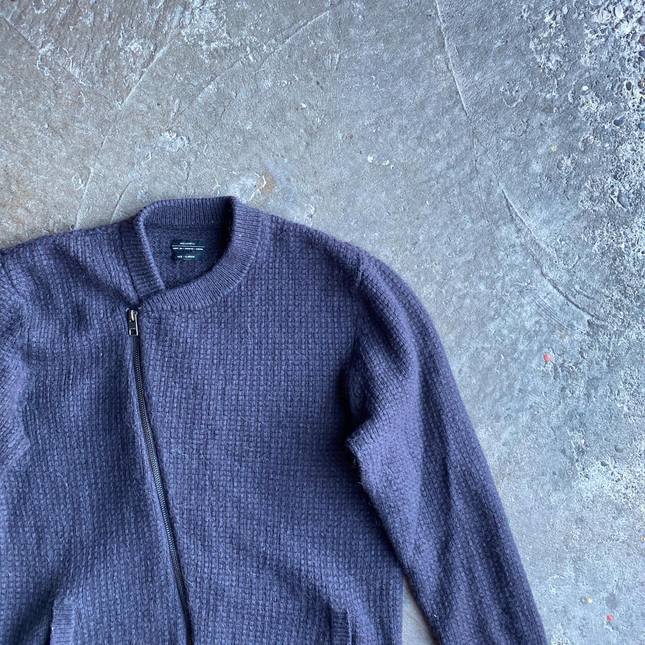 Purple All Saints Full Zip Asymmetrical Sweater - L