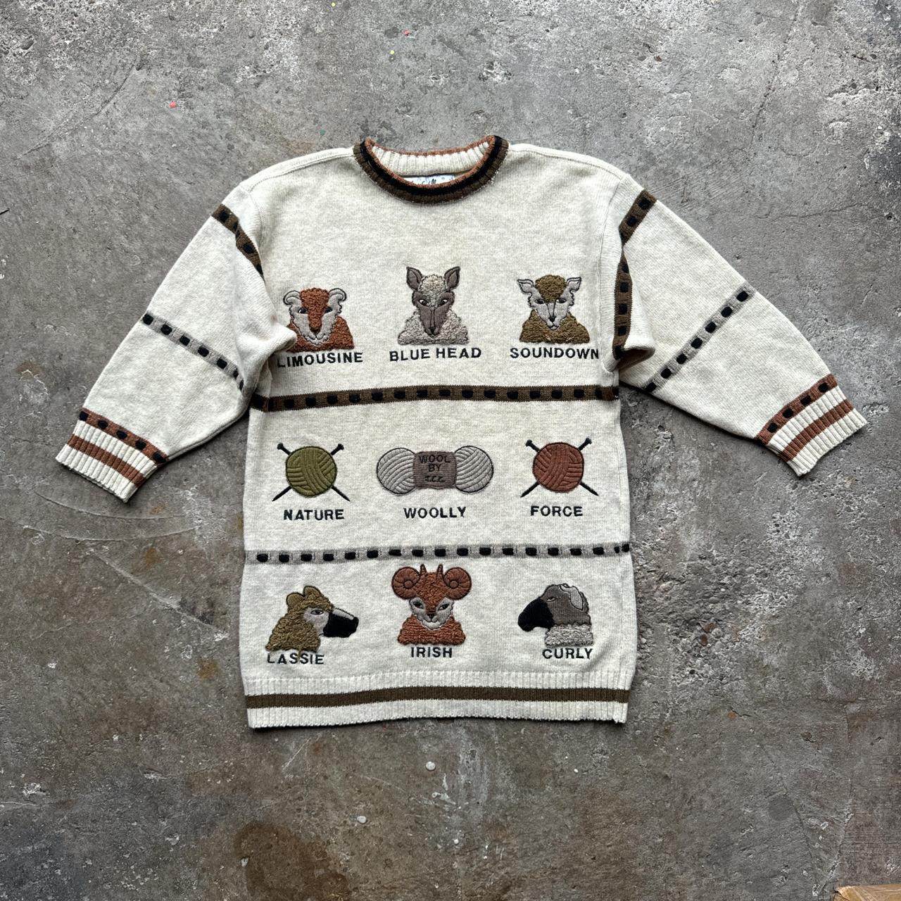 Handmade cream knitted jumper with detailing