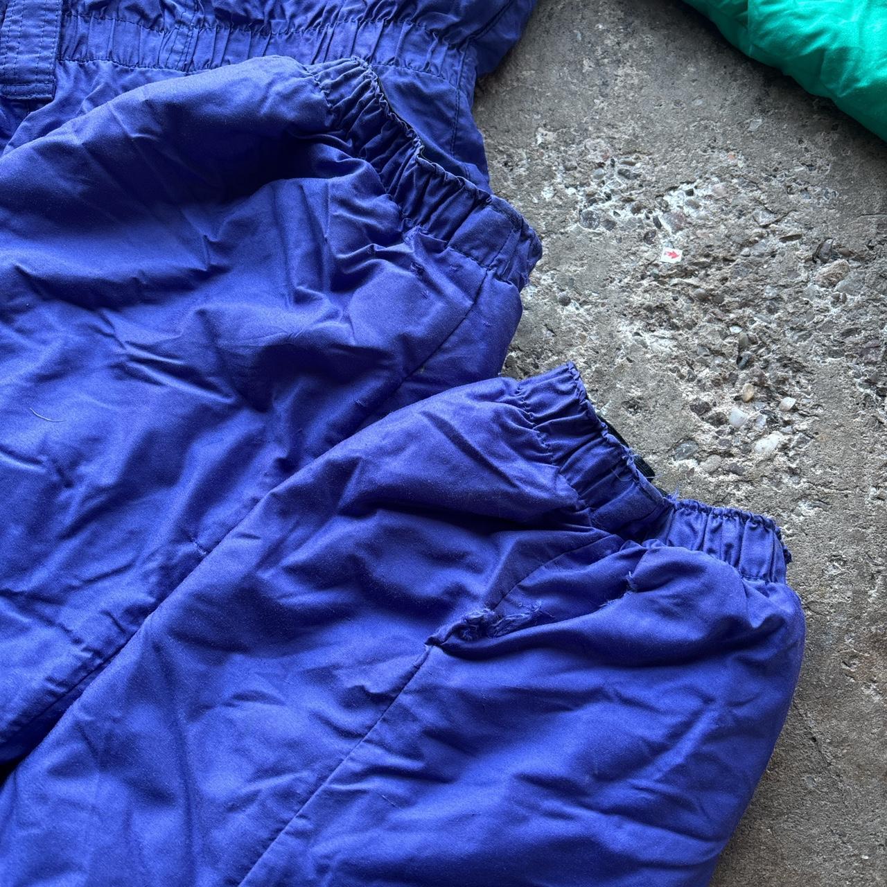 90s vintage Swiss Sport ski suit in blue and green