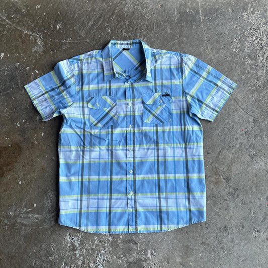 Blue & White Checkered Oakley Short-Sleeve Shirt