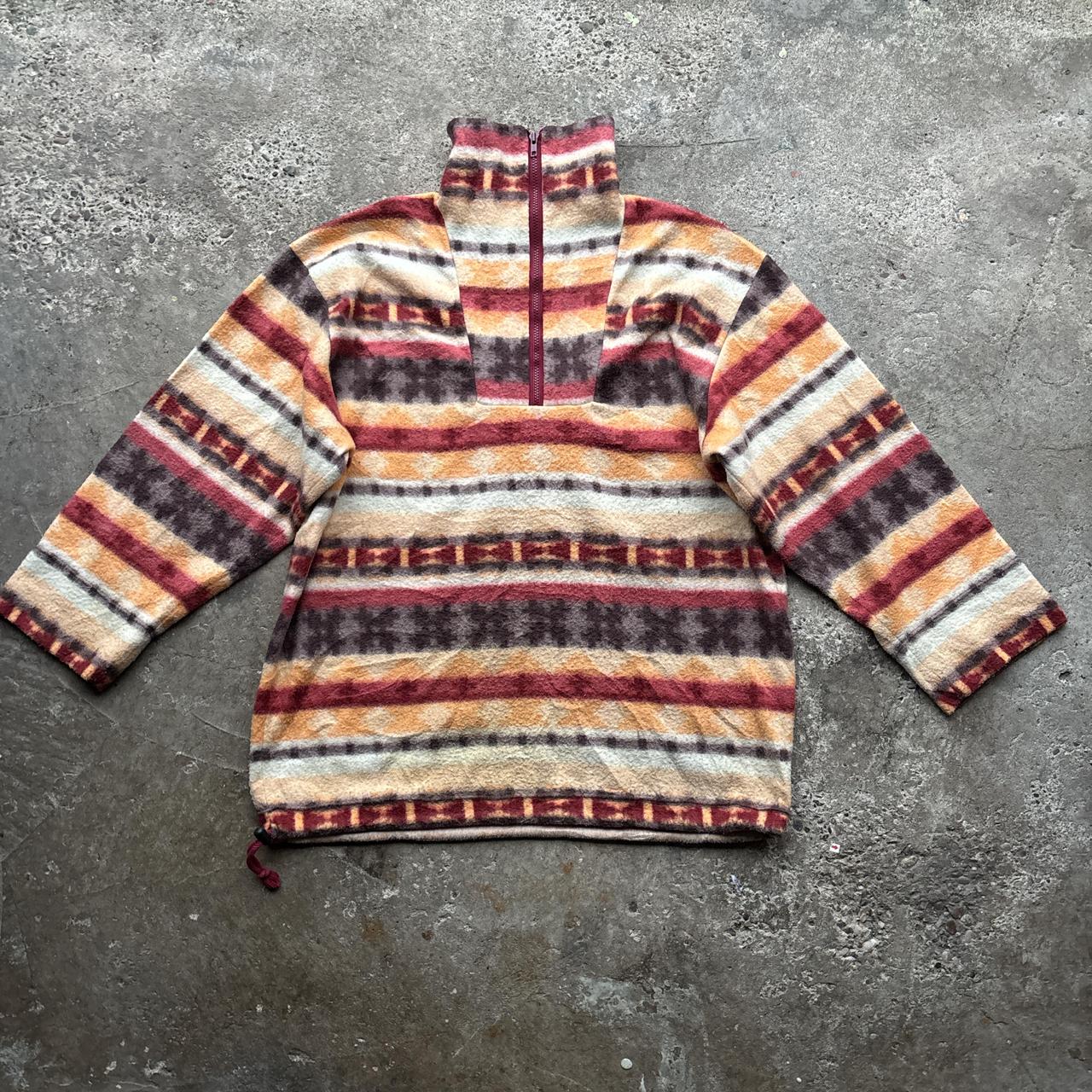 Vintage Orange and red crazy fleece