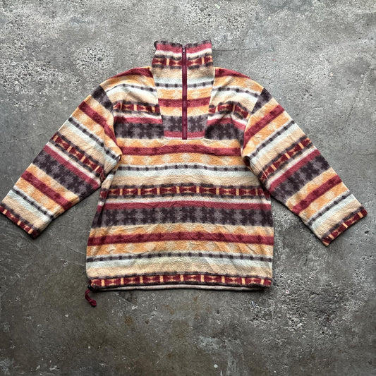 Vintage Orange and red crazy fleece