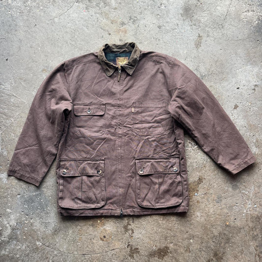 Brown Aigle workwear jacket with suede collar