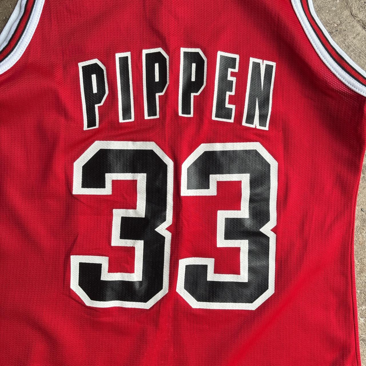 Vintage 90s Champion Chicago Bulls Scottie Pippen Red Basketball Jersey