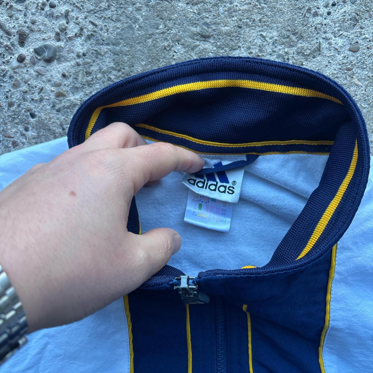 00s White and navy Adidas Track Jacket - M