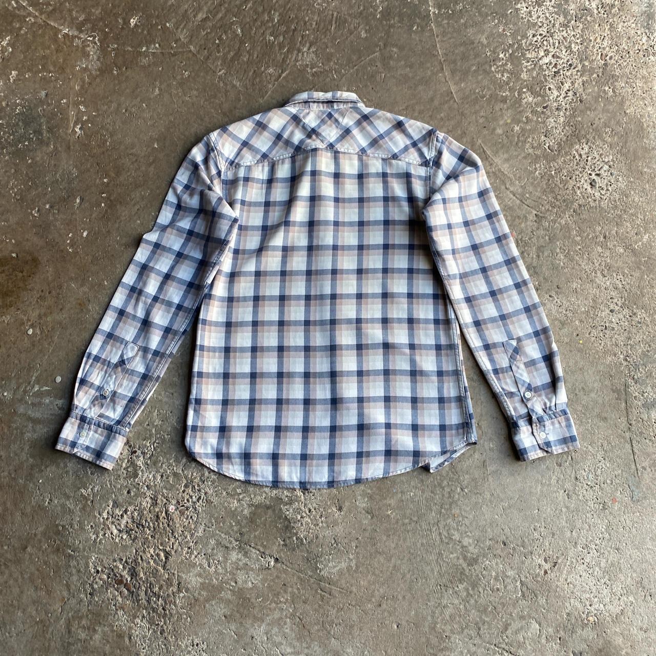 Cream & Navy Plaid Tommy Hilfiger Long Sleeve Shirt - M