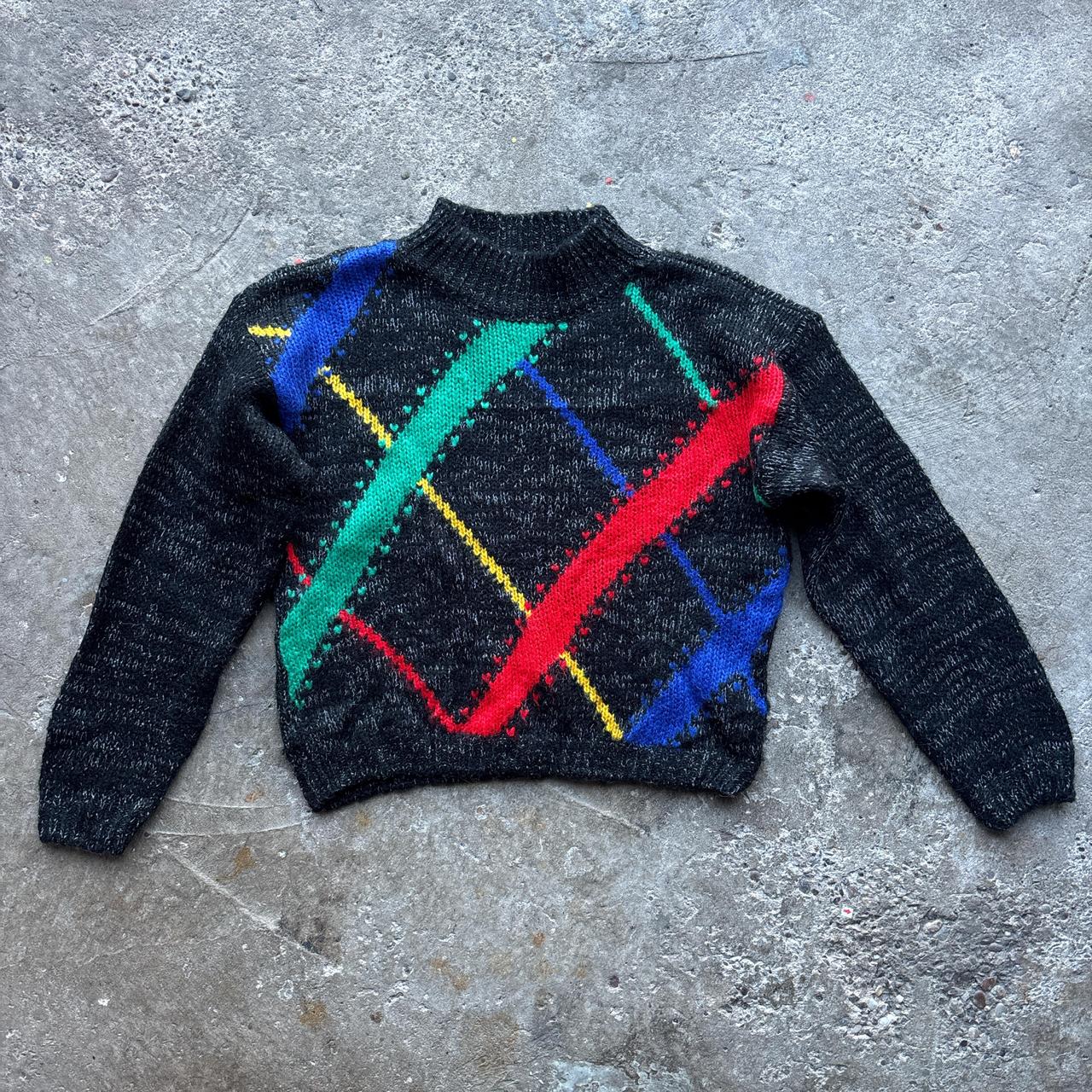 Black Club Sporting de Paris knitted sweater with 80s pattern