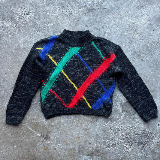 Black Club Sporting de Paris knitted sweater with 80s pattern