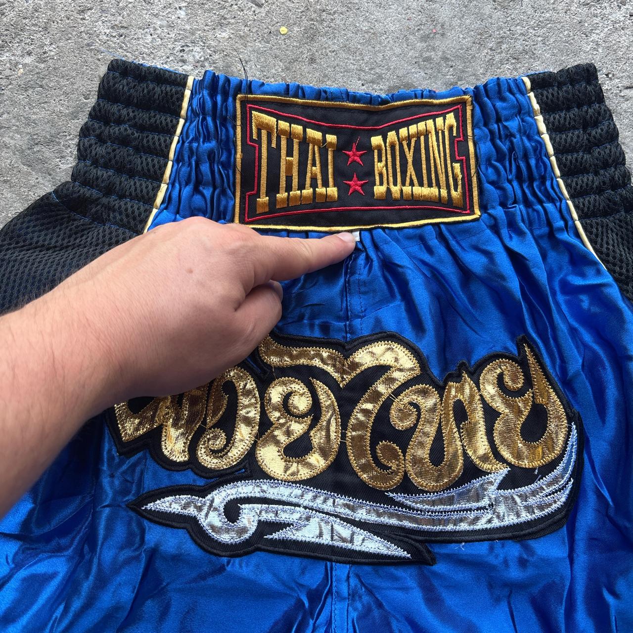 Black and blue Muay Thai boxing shorts - M
