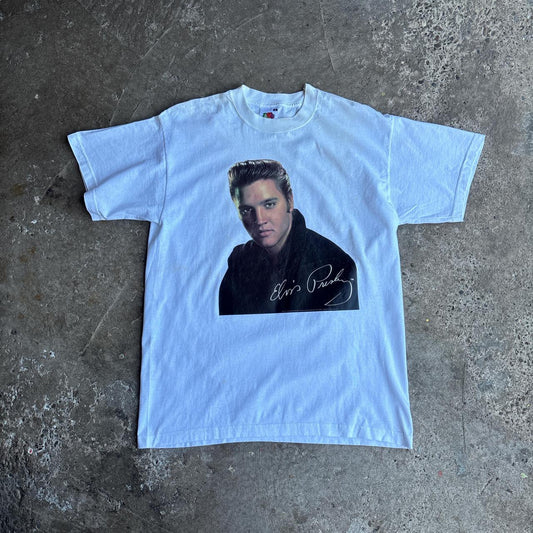 Elvis Presley Print on White T-Shirt