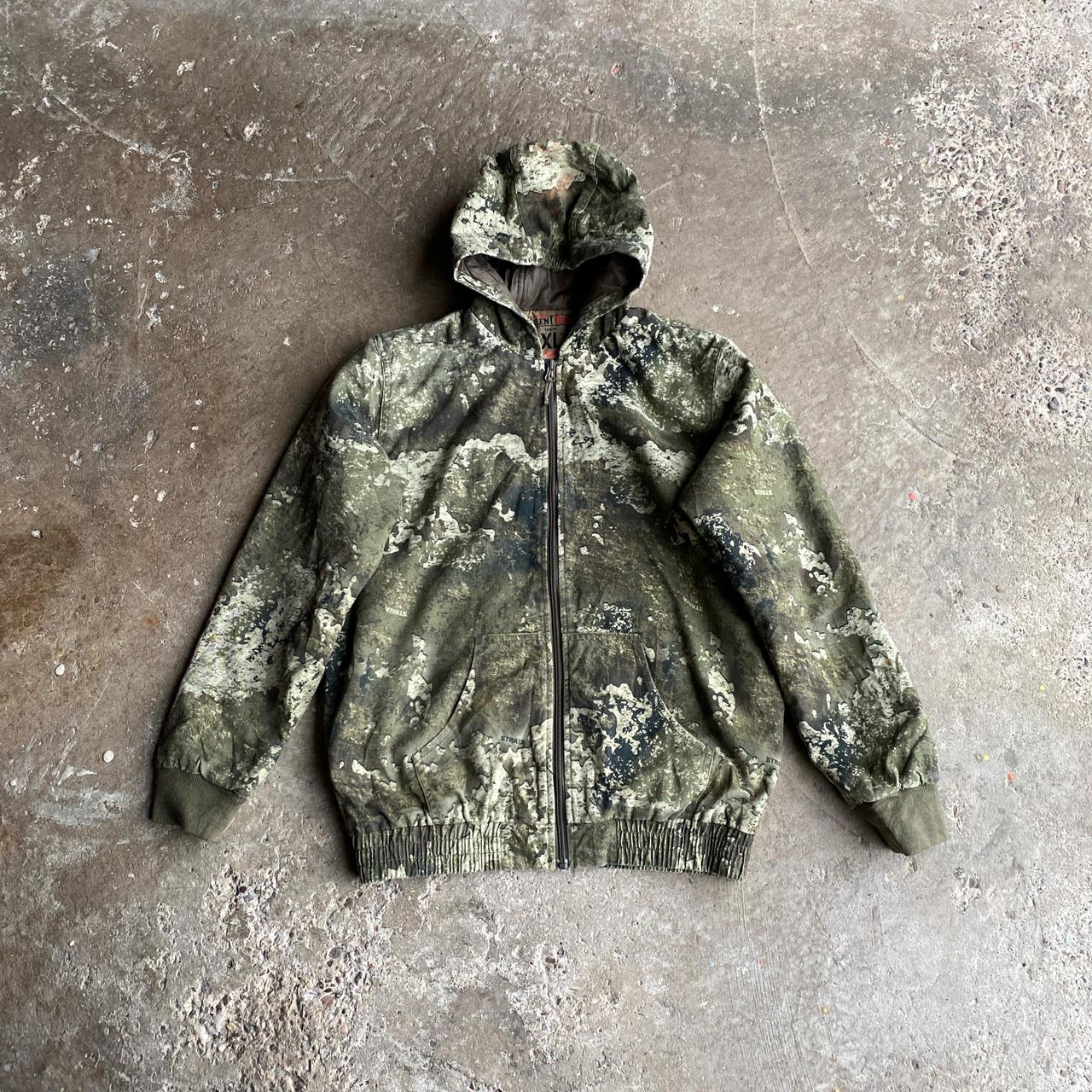 Green Camo Zip Up Hooded Jacket - M (women’s)