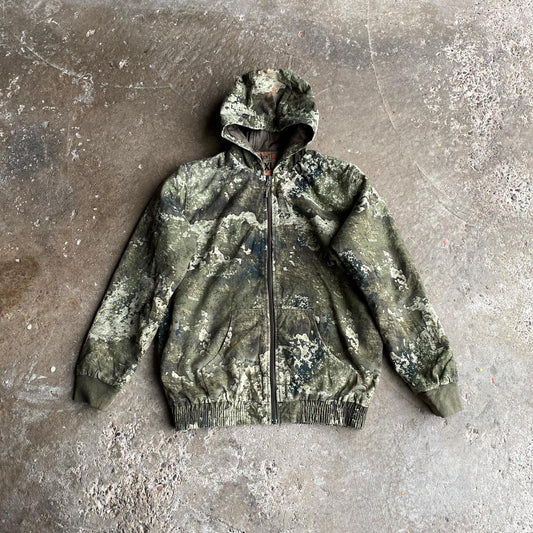 Green Camo Zip Up Hooded Jacket - M (women’s)