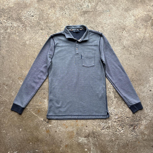 Grey Aquascutum long sleeve polo shirt