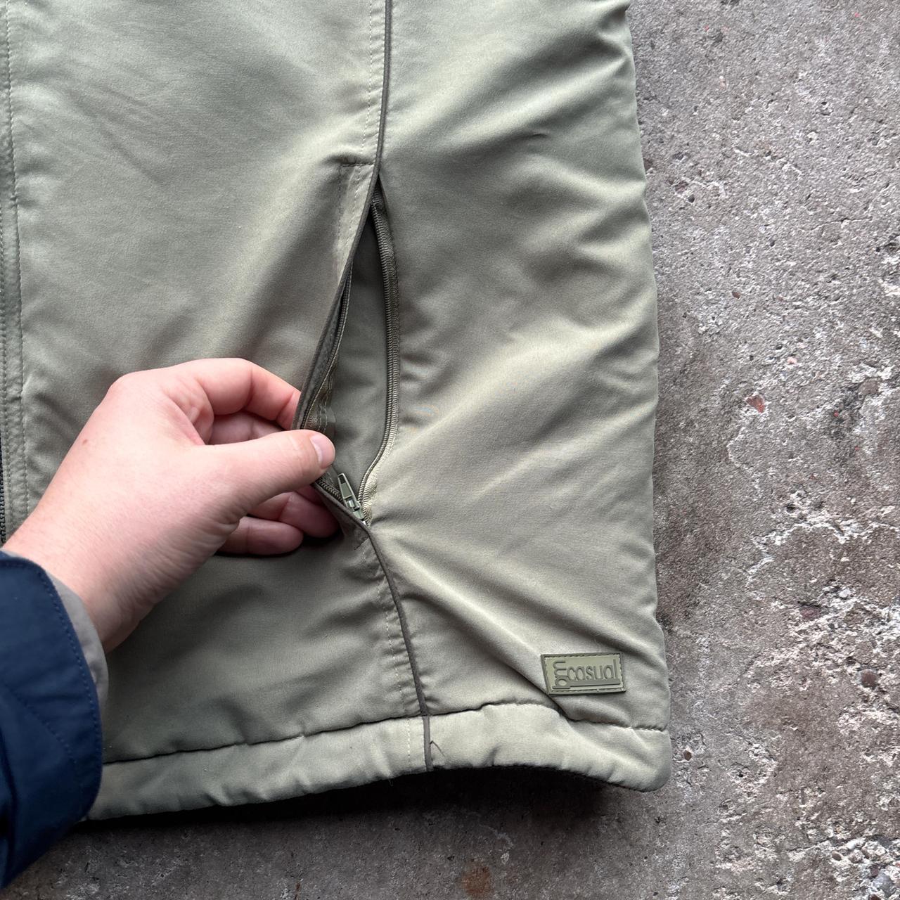 Green and brown fleece reversible gilet - L