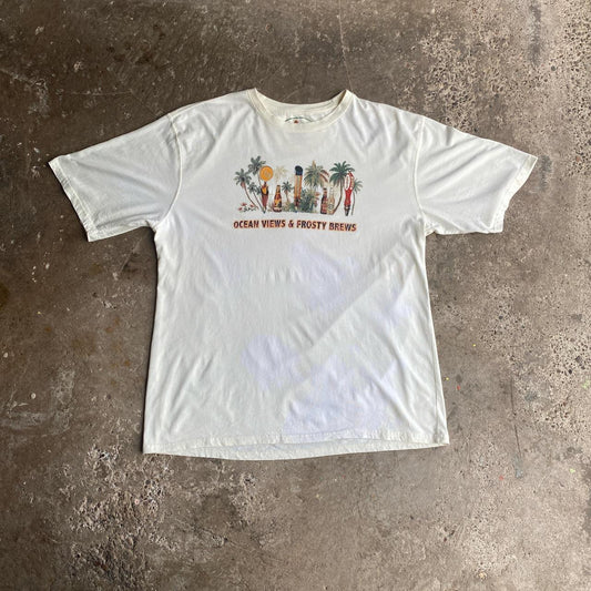 White/Cream Graphic Bar T-Shirt - 2XL