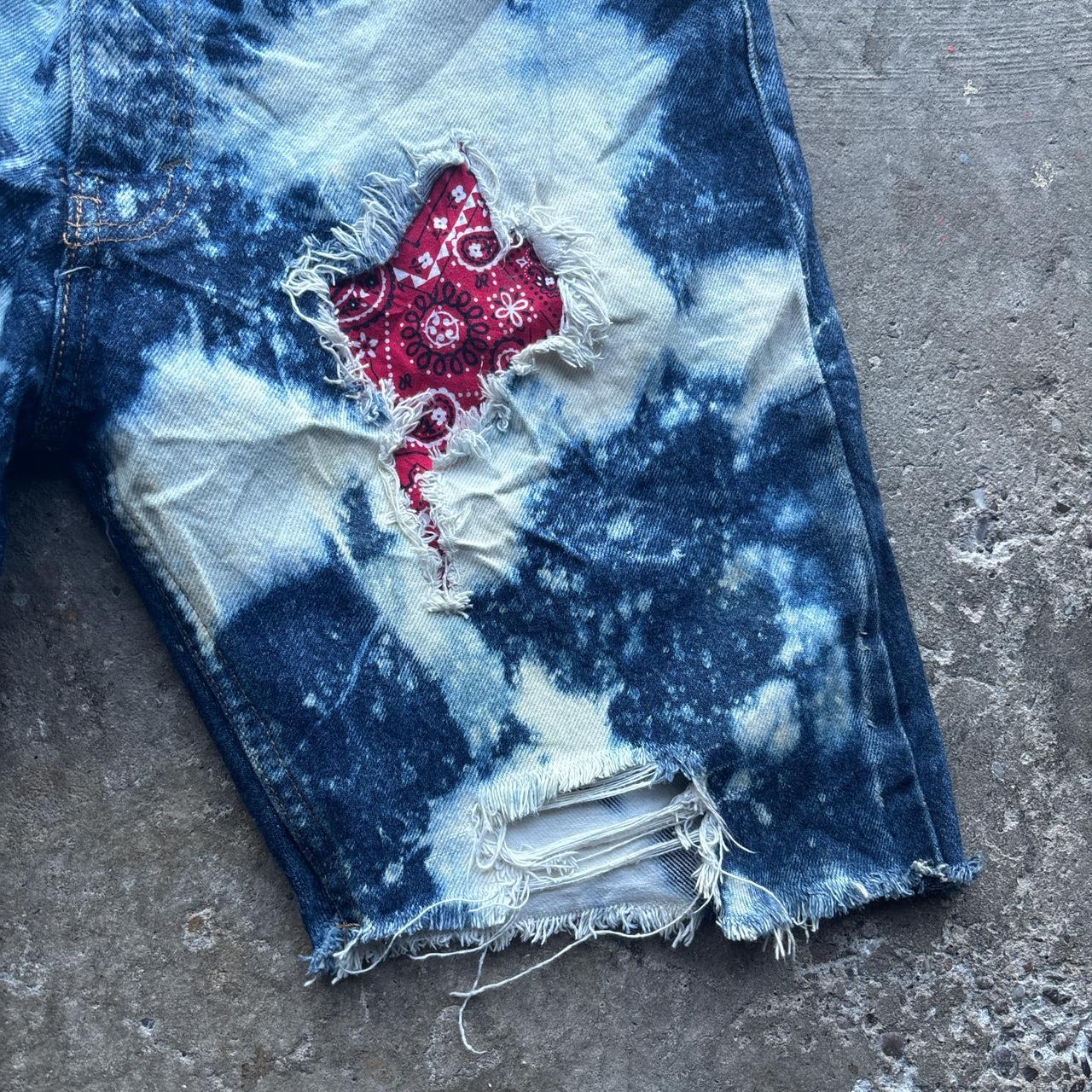 Levis 505 custom tie dye denim shorts