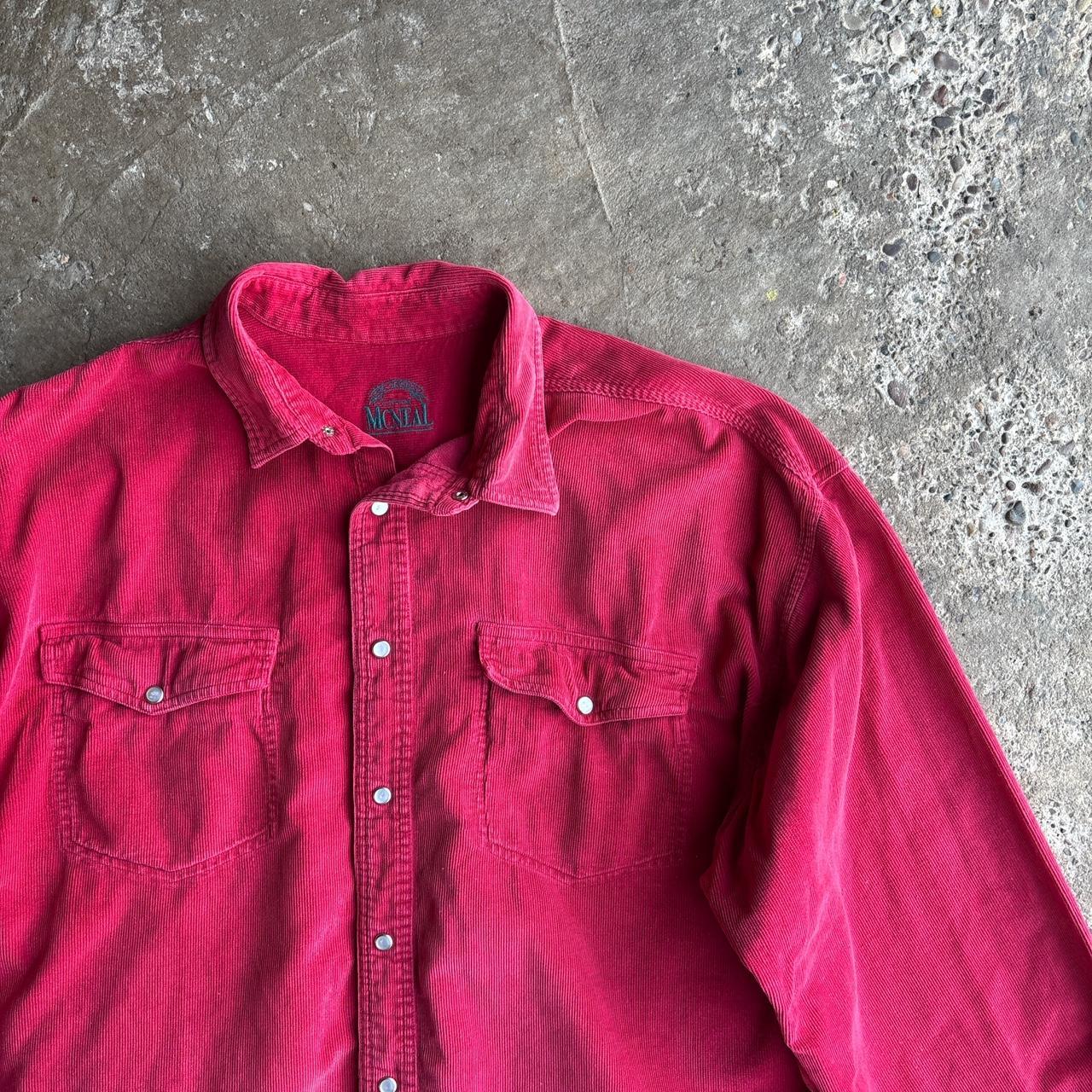 Red Corduroy Button-Up Shirt - XL