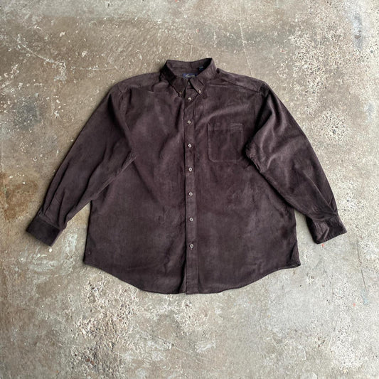 Brown Corduroy Button Up Shirt - 2XL
