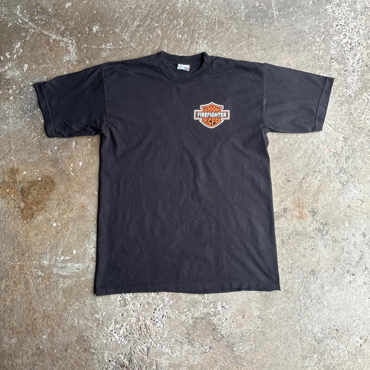 Black Graphic Firefighter T-Shirt - XL
