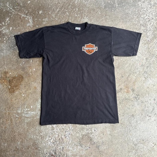 Black Graphic Firefighter T-Shirt - XL