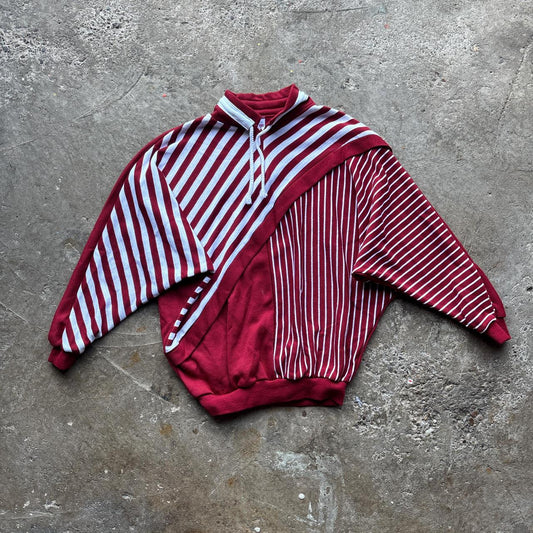 80s Burgundy and white quarter zip sweatshirt