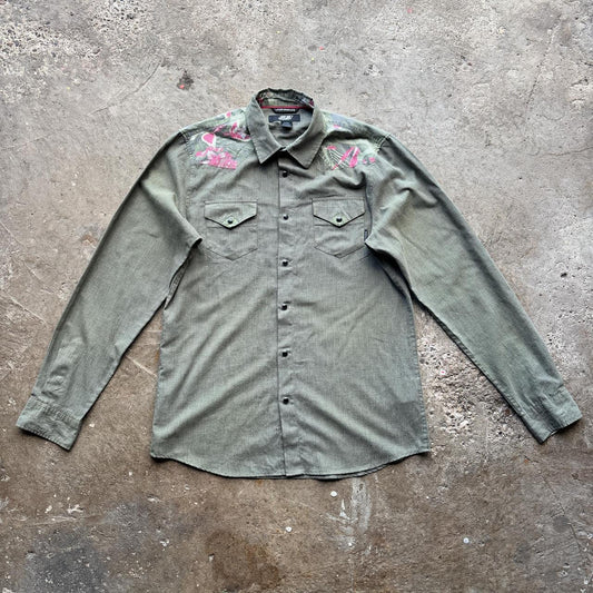Y2K Green Diesel 55 western shirt