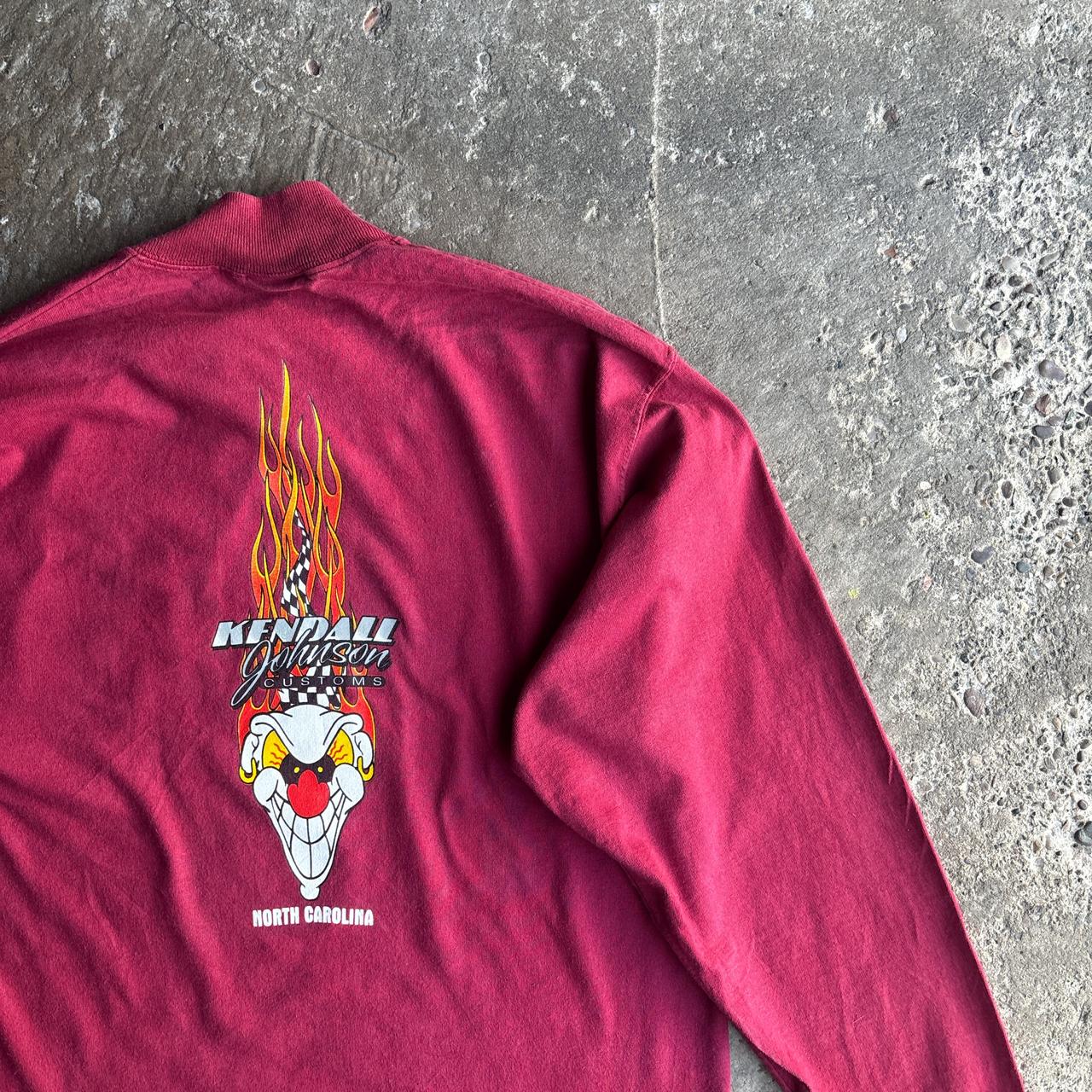 Burgundy Mock Neck Graphic Long-Sleeve T-Shirt - L