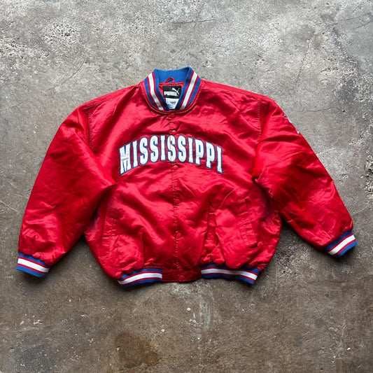 Red and blue Puma Mississippi State University varsity jacket