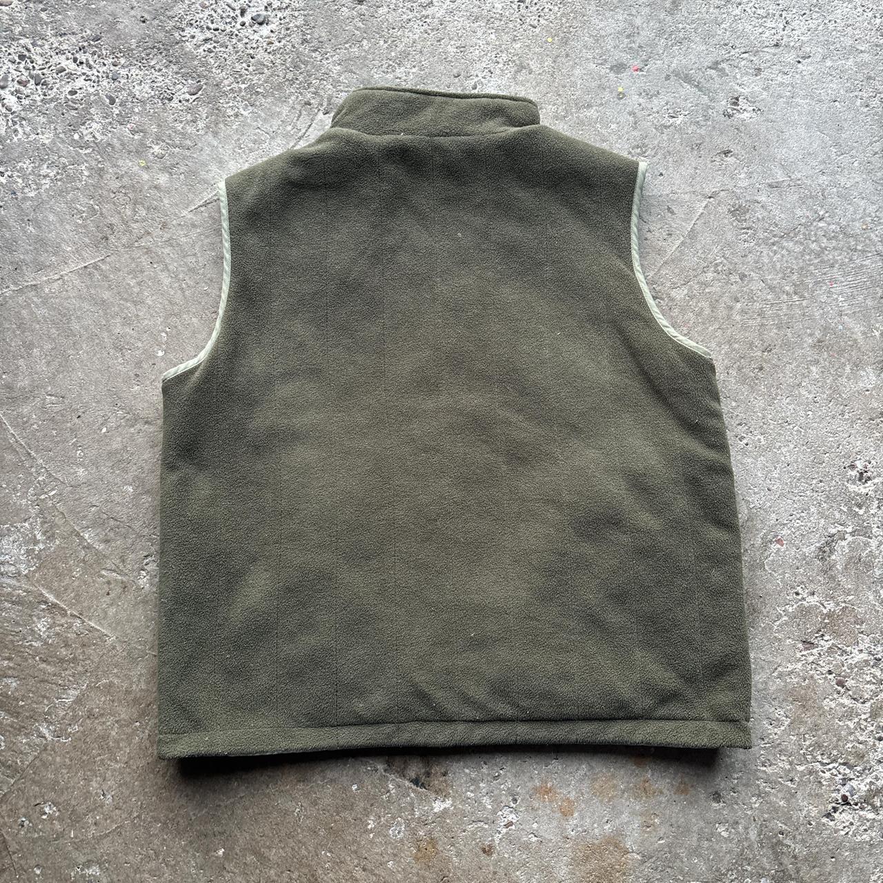 Green and brown fleece reversible gilet - L