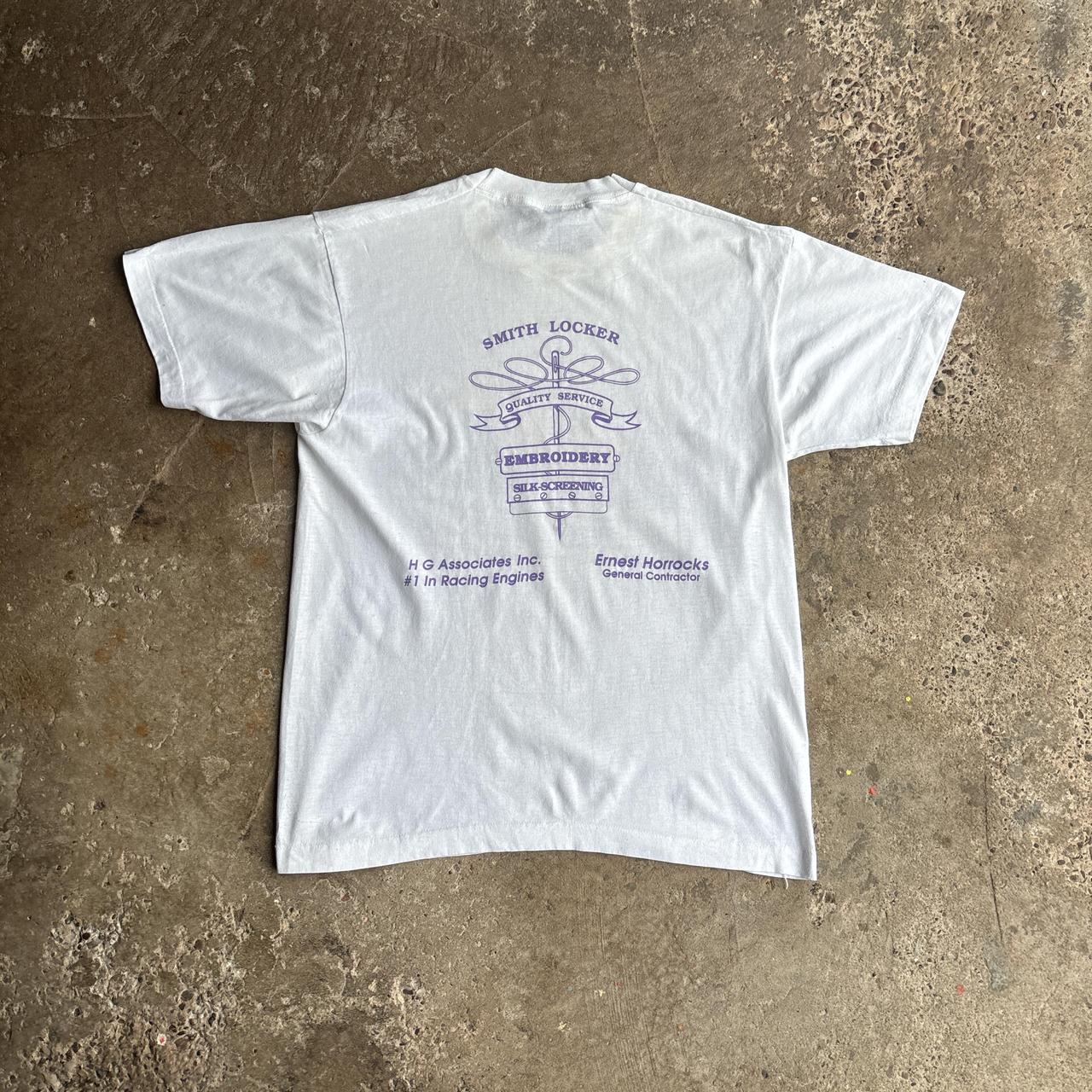 White Single Stitch Graphic Racing T-Shirt - L