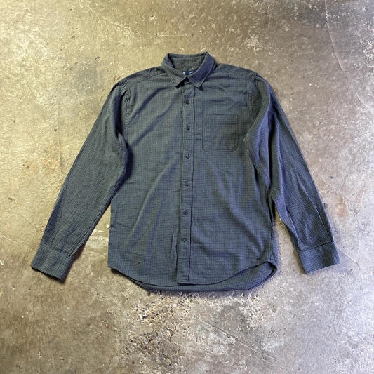 Grey Check Button Up Gap Long Sleeve Shirt - M