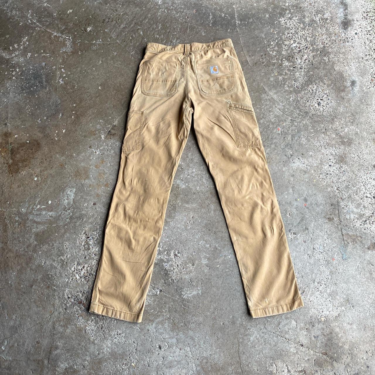 Tan Carhartt Distressed Carpenter Pants - W30