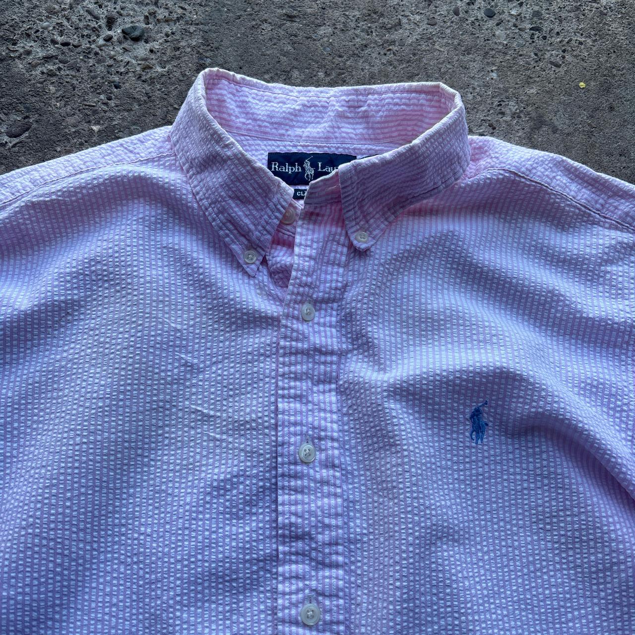 Vintage pink and white striped Polo Ralph Lauren shirt - XL