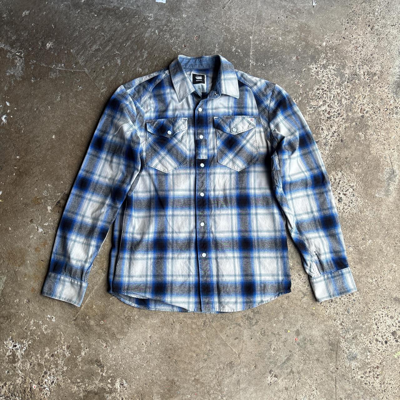 Blue Checkered G-STAR RAW Long Sleeve Shirt