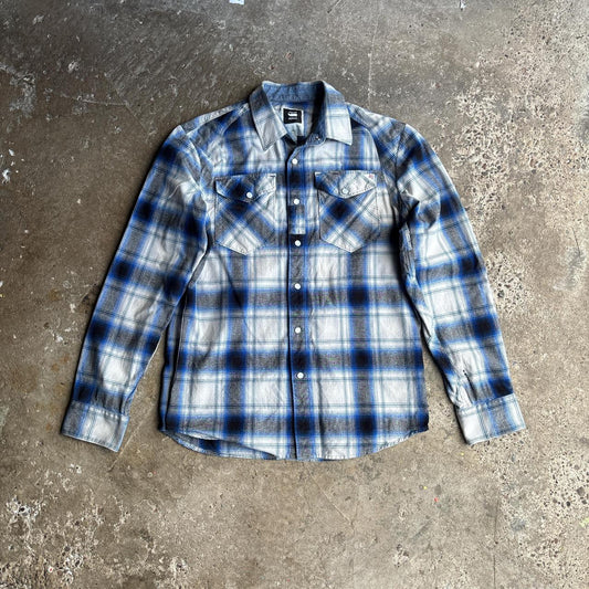 Blue Checkered G-STAR RAW Long Sleeve Shirt