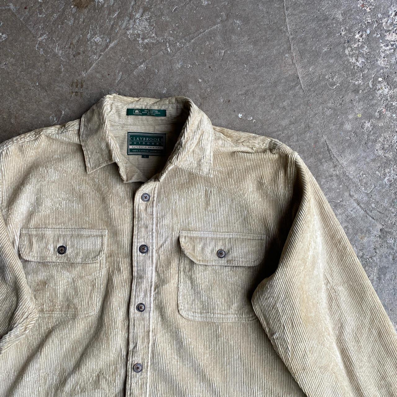 Tan Corduroy Button Up Long Sleeve Shirt - L