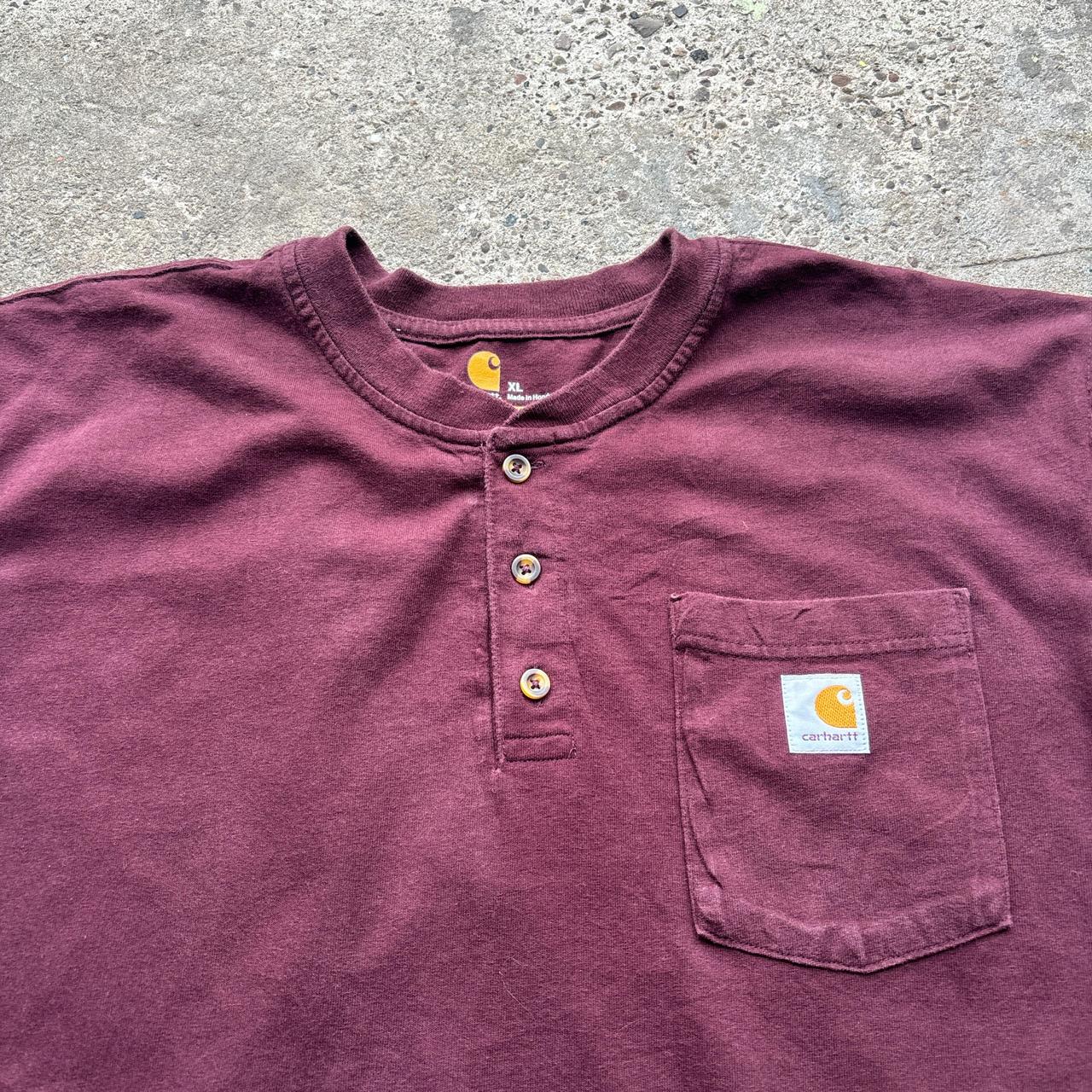 Burgundy Carhartt button-up t-shirt - XL