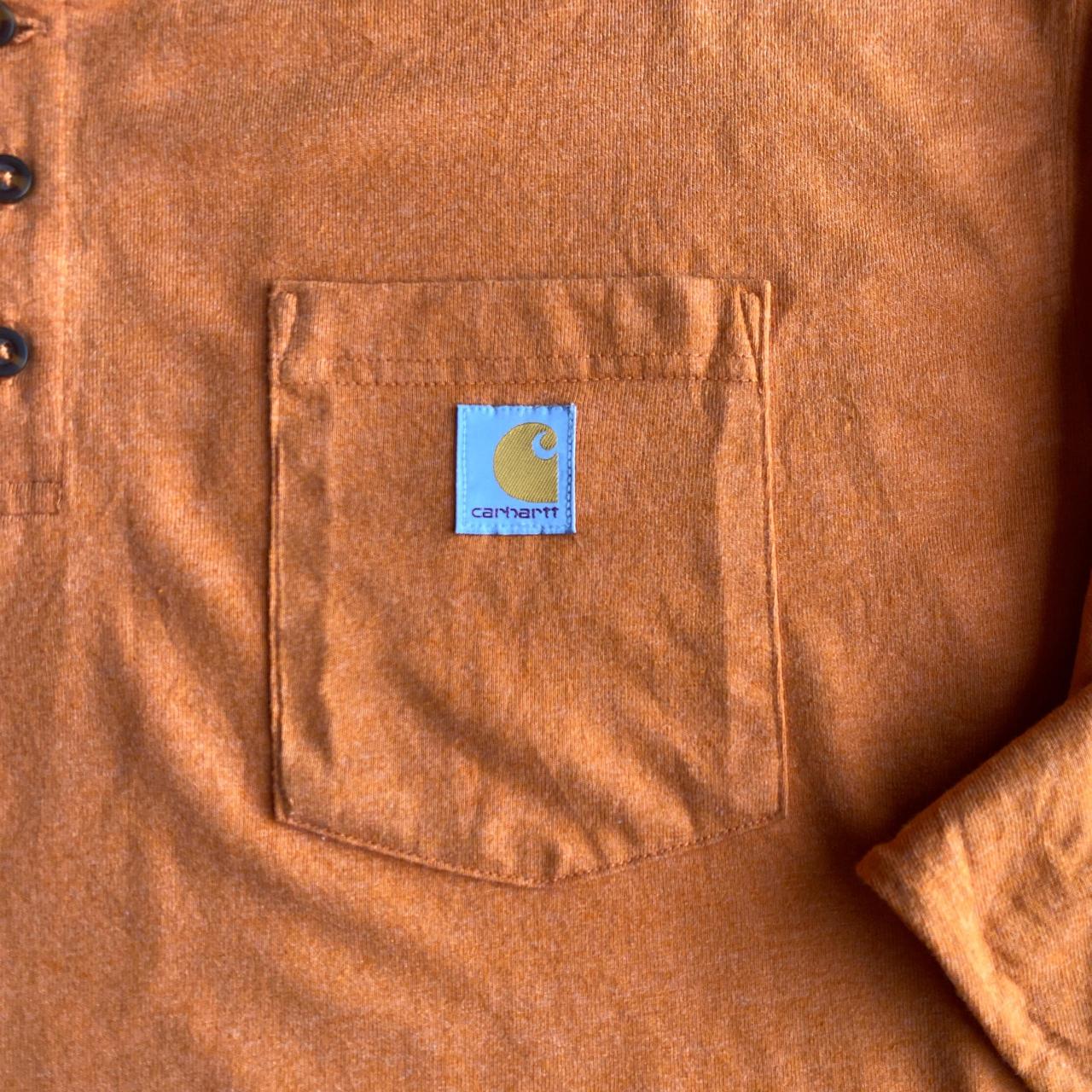 Orange Long Sleeve Carhartt Single Pocket T-Shirt - 2XL